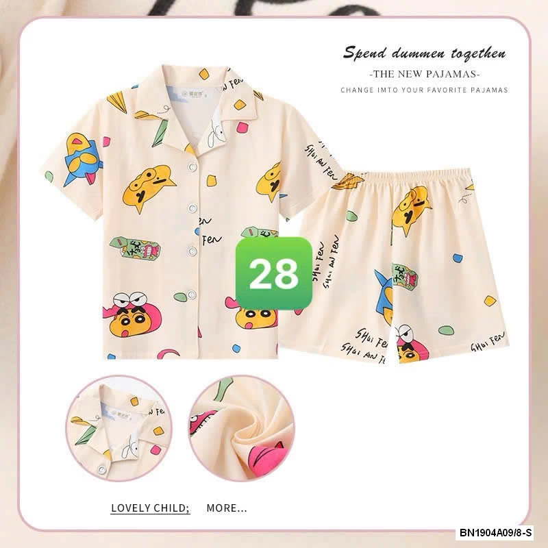 PIZAMA CỘC TAY LỤA SỮA BG