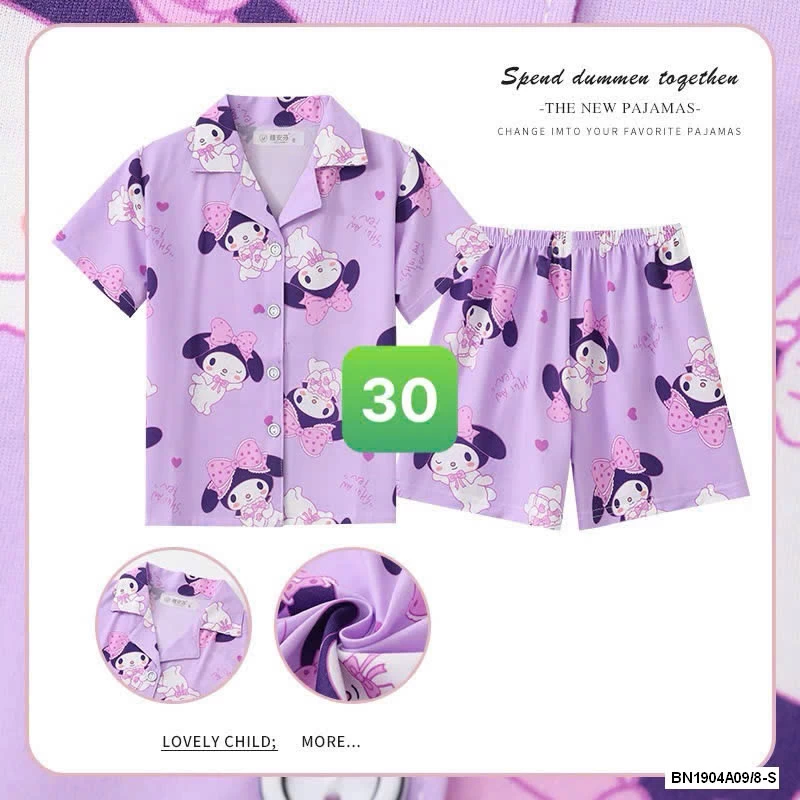 PIZAMA CỘC TAY LỤA SỮA BG