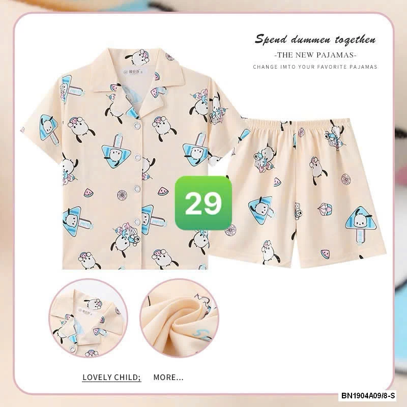 PIZAMA CỘC TAY LỤA SỮA BG
