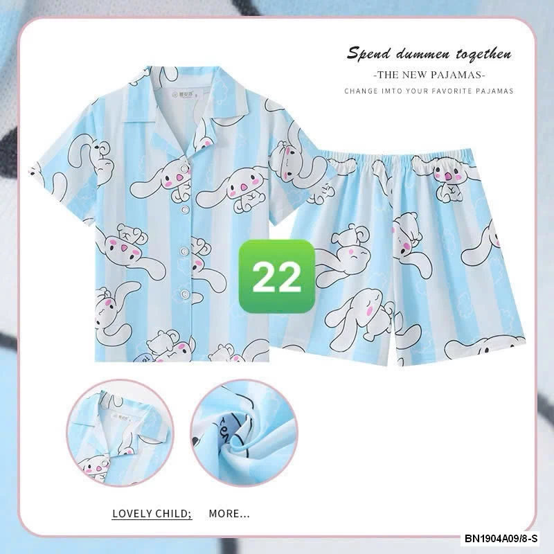PIZAMA CỘC TAY LỤA SỮA BG
