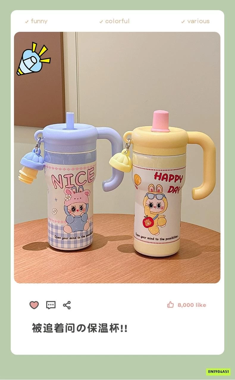 BÌNH UỐNG NƯỚC CÓ TAY CẦM LABUBU