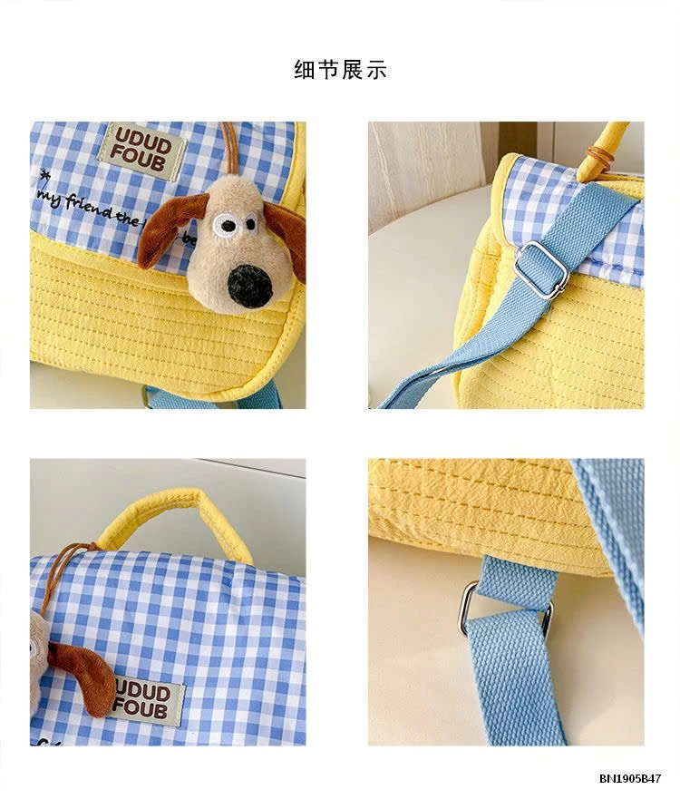 BALO  VẢI CARO CHÚ CHÓ SẮC MÀU