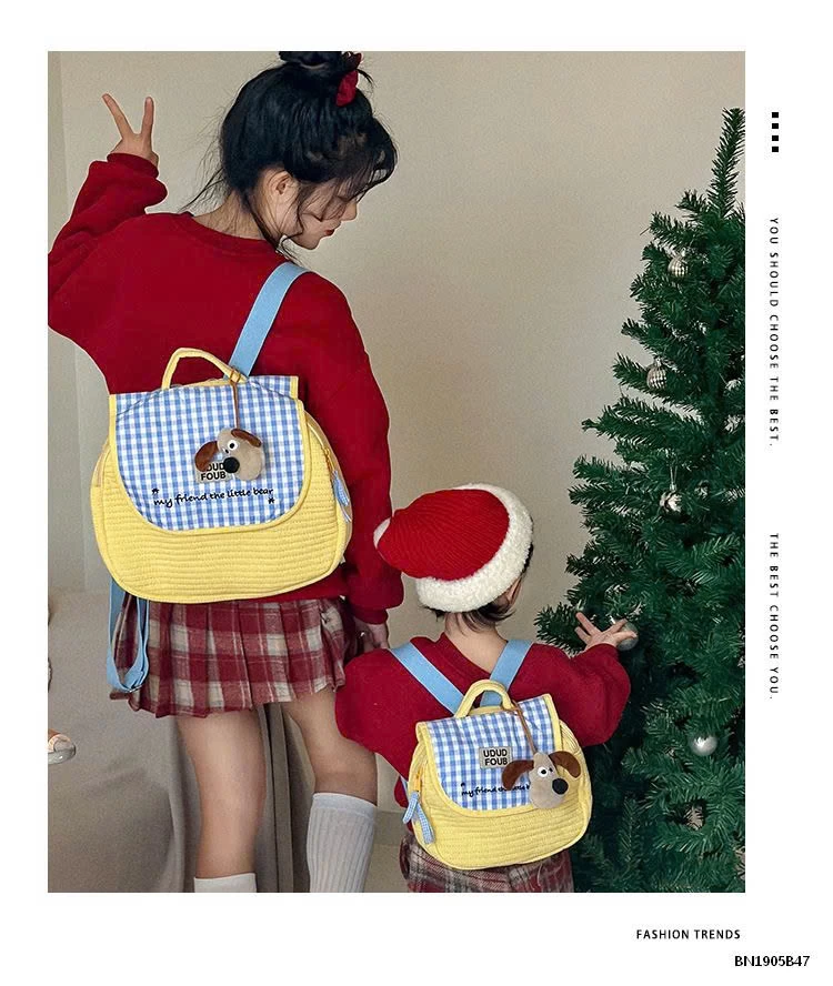 BALO  VẢI CARO CHÚ CHÓ SẮC MÀU