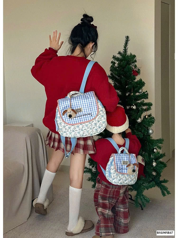 BALO  VẢI CARO CHÚ CHÓ SẮC MÀU