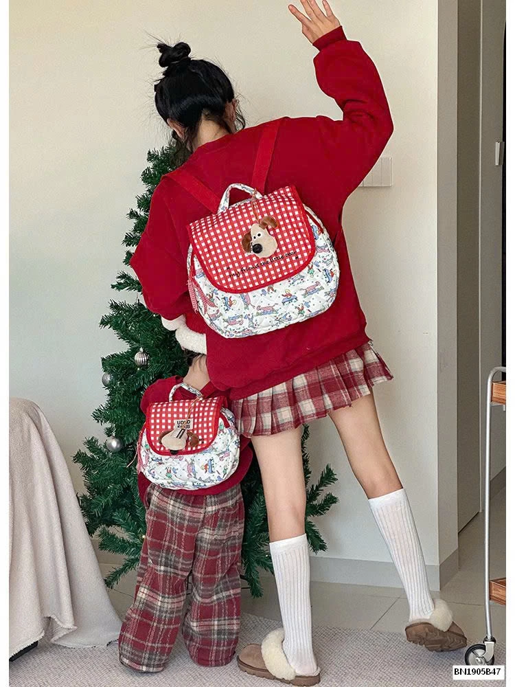 BALO  VẢI CARO CHÚ CHÓ SẮC MÀU