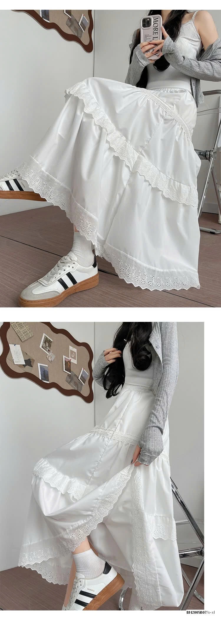 CHÂN VÁY TRẮNG REN DÁNG DÀI MẪU 2