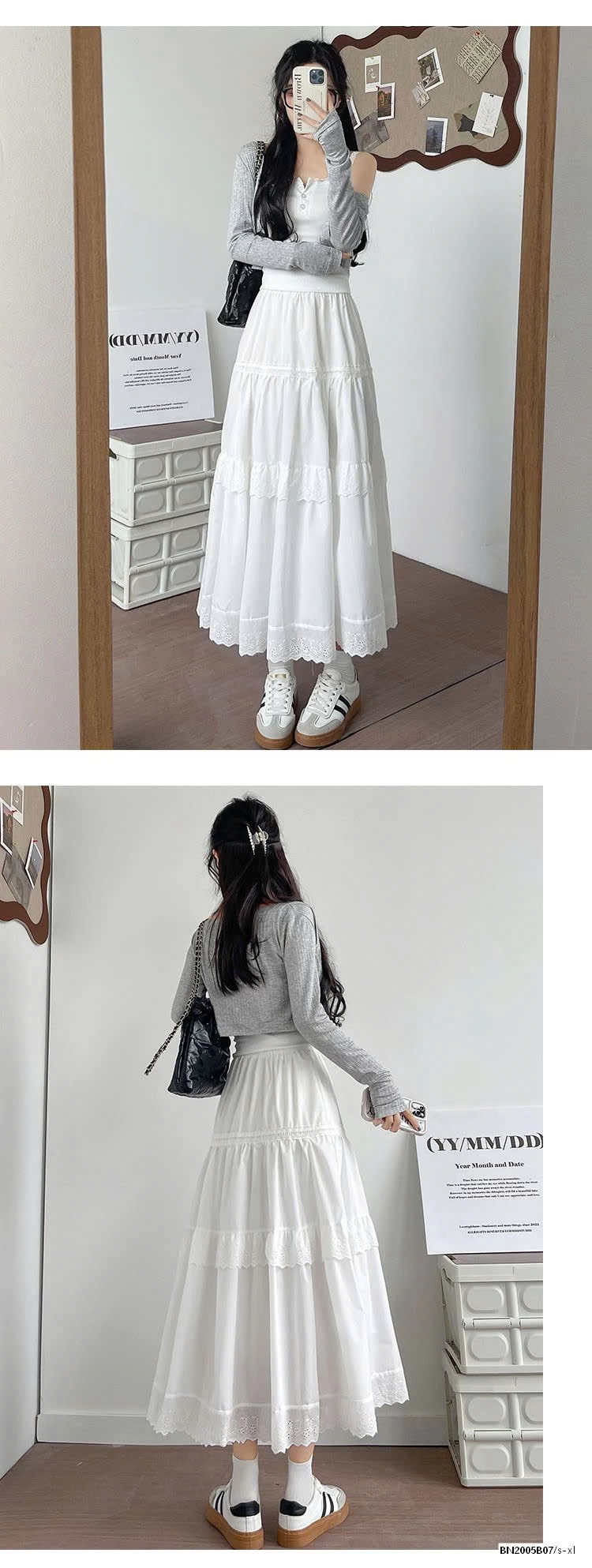 CHÂN VÁY TRẮNG REN DÁNG DÀI MẪU 2