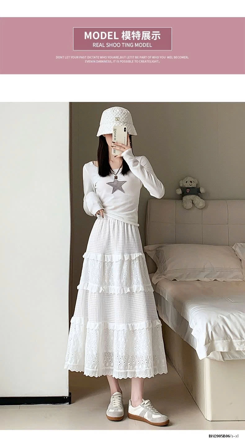 CHÂN VÁY TRẮNG REN LỖ