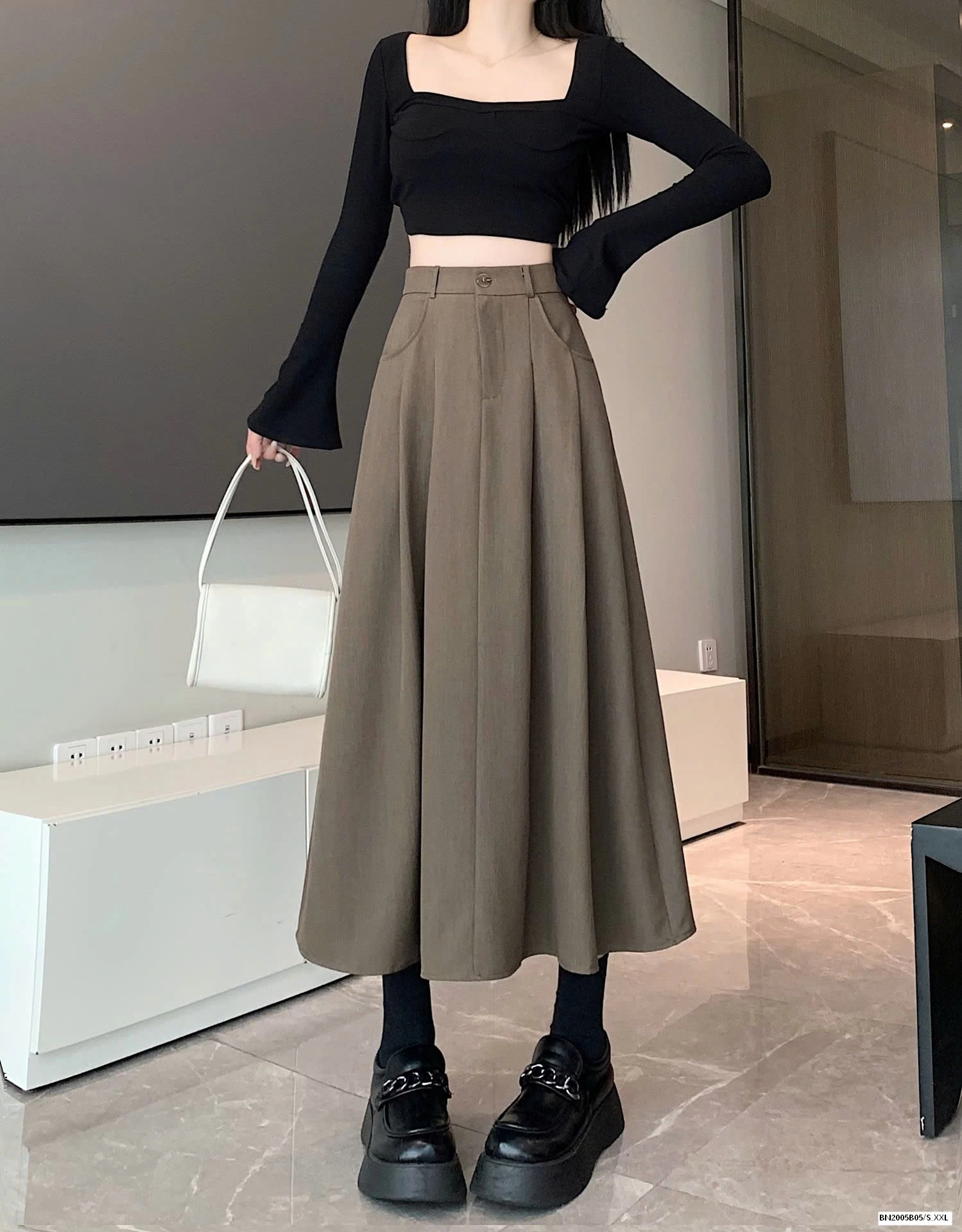 CHÂN VÁY VẢI  DÁNG DÀI NỮ