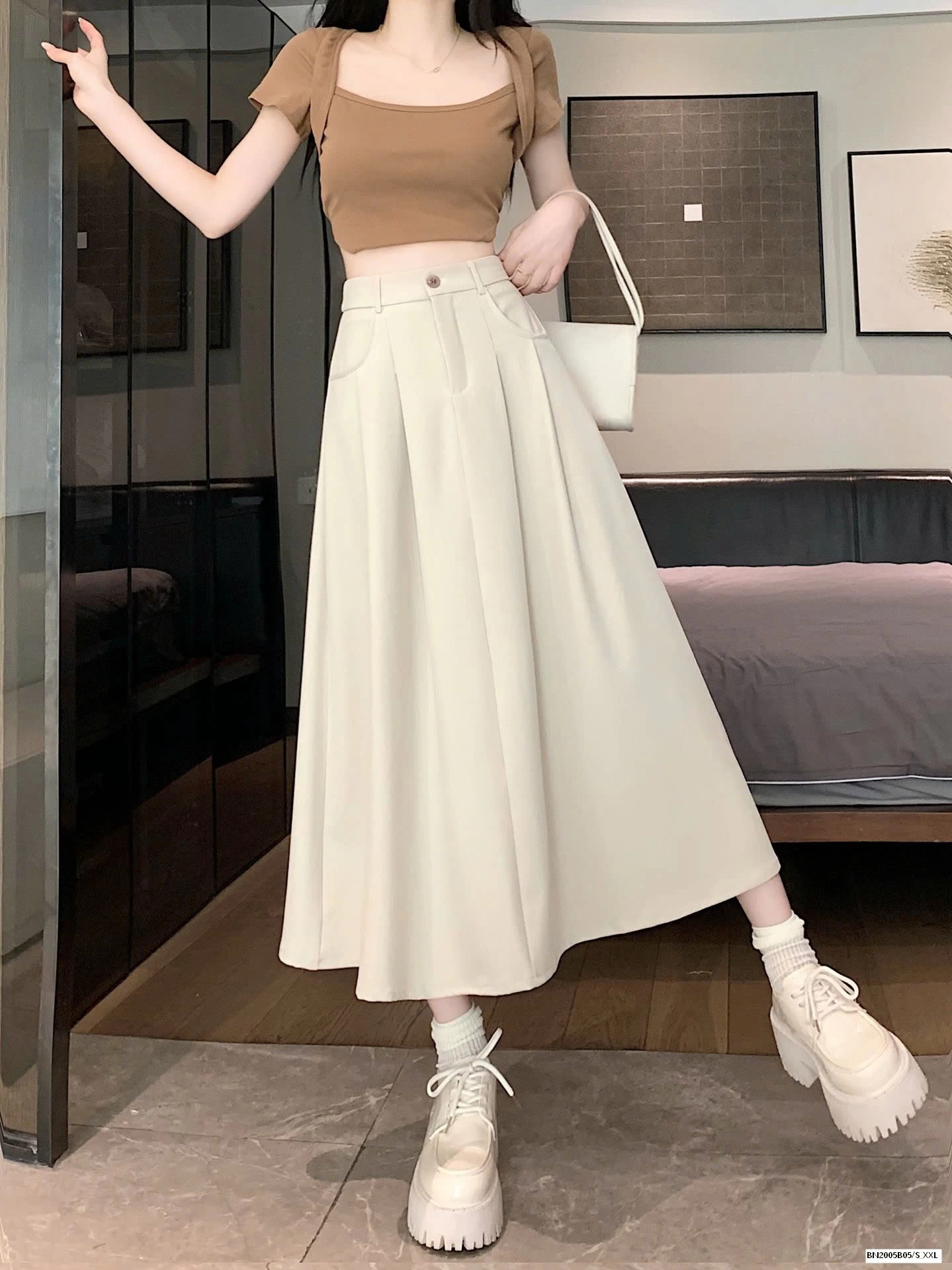 CHÂN VÁY VẢI  DÁNG DÀI NỮ