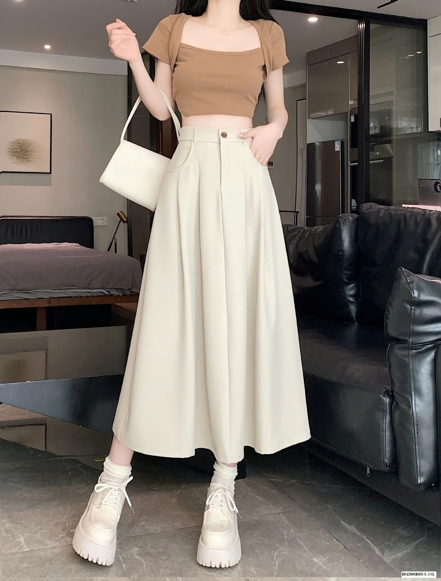 CHÂN VÁY VẢI  DÁNG DÀI NỮ