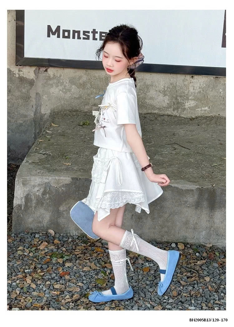 ÁO THUN CÚN MIX CHÂN VÁY REN LỆCH SZ ĐẠI