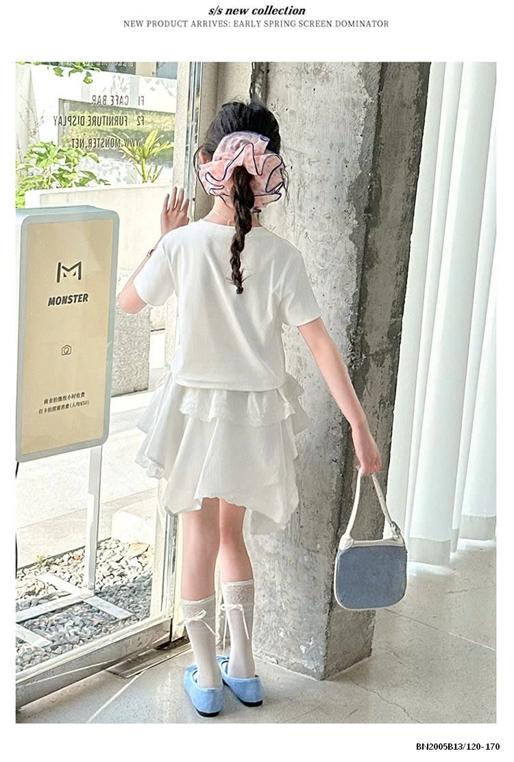 ÁO THUN CÚN MIX CHÂN VÁY REN LỆCH SZ ĐẠI