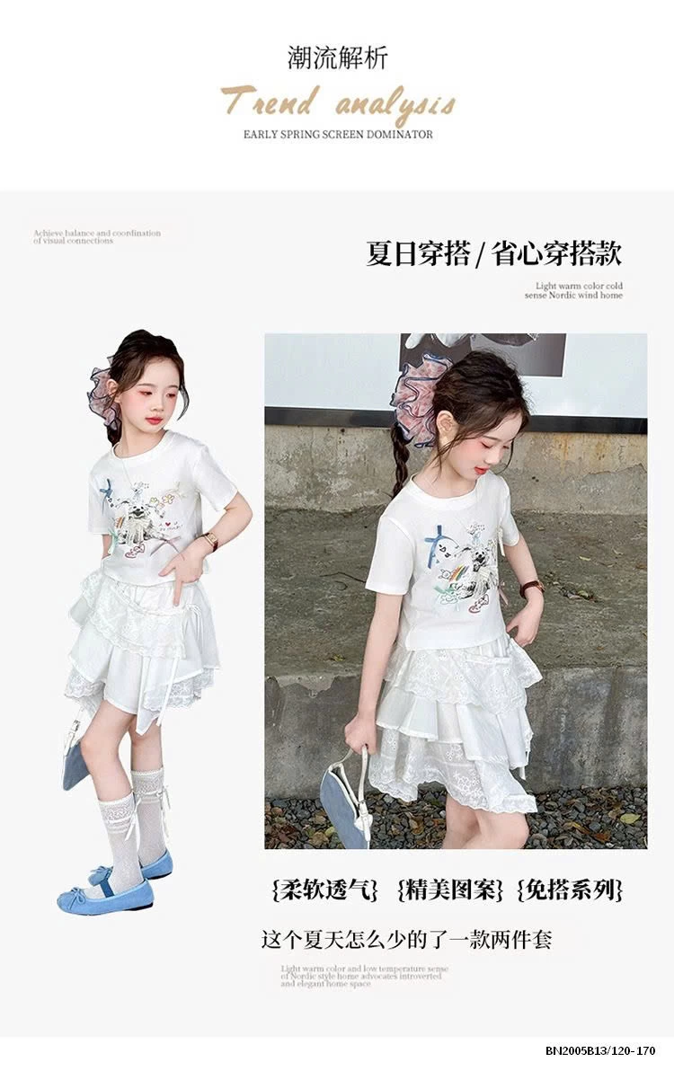 ÁO THUN CÚN MIX CHÂN VÁY REN LỆCH SZ ĐẠI