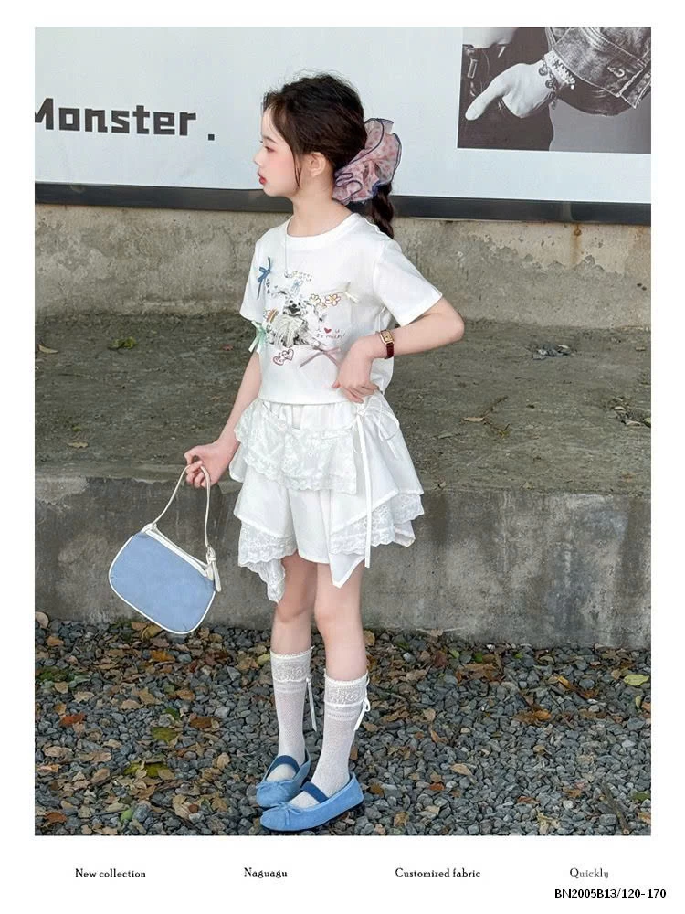 ÁO THUN CÚN MIX CHÂN VÁY REN LỆCH SZ ĐẠI