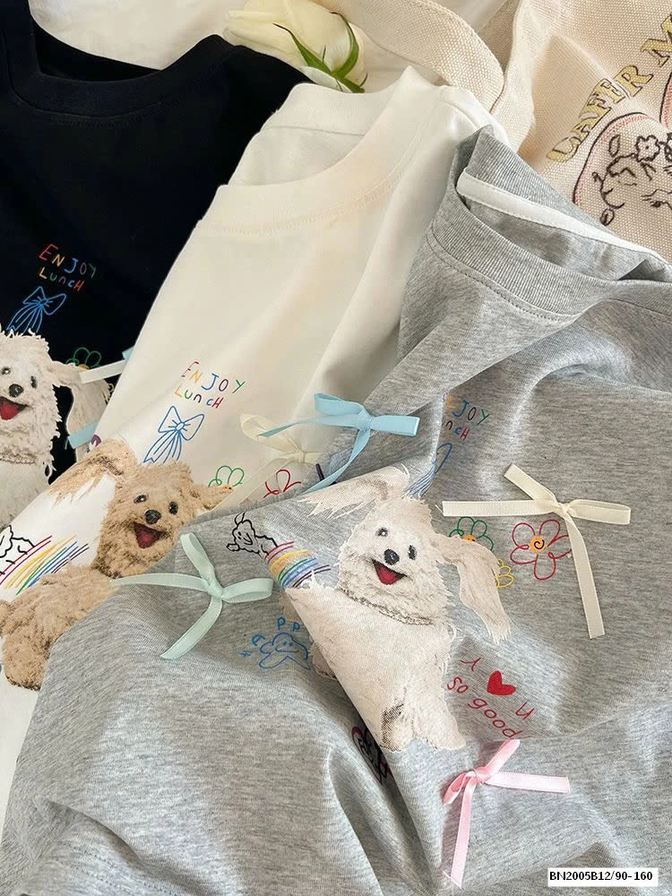 ÁO THUN CÚN ĐÍNH NƠ AMBB 24V080