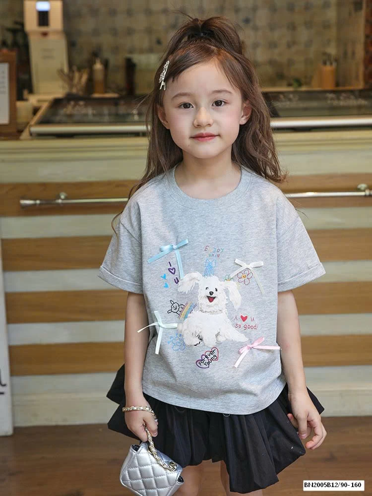 ÁO THUN CÚN ĐÍNH NƠ AMBB 24V080