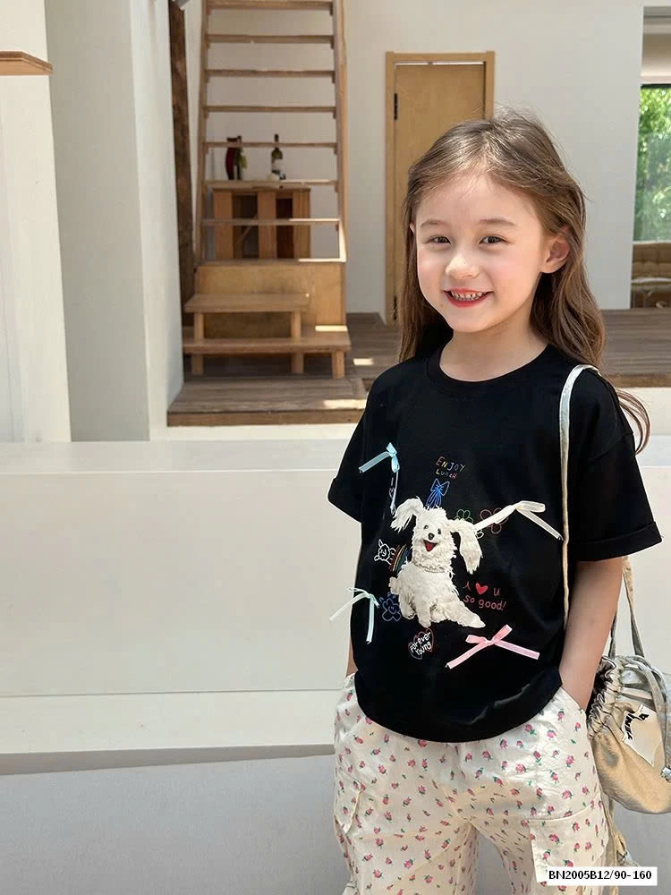 ÁO THUN CÚN ĐÍNH NƠ AMBB 24V080