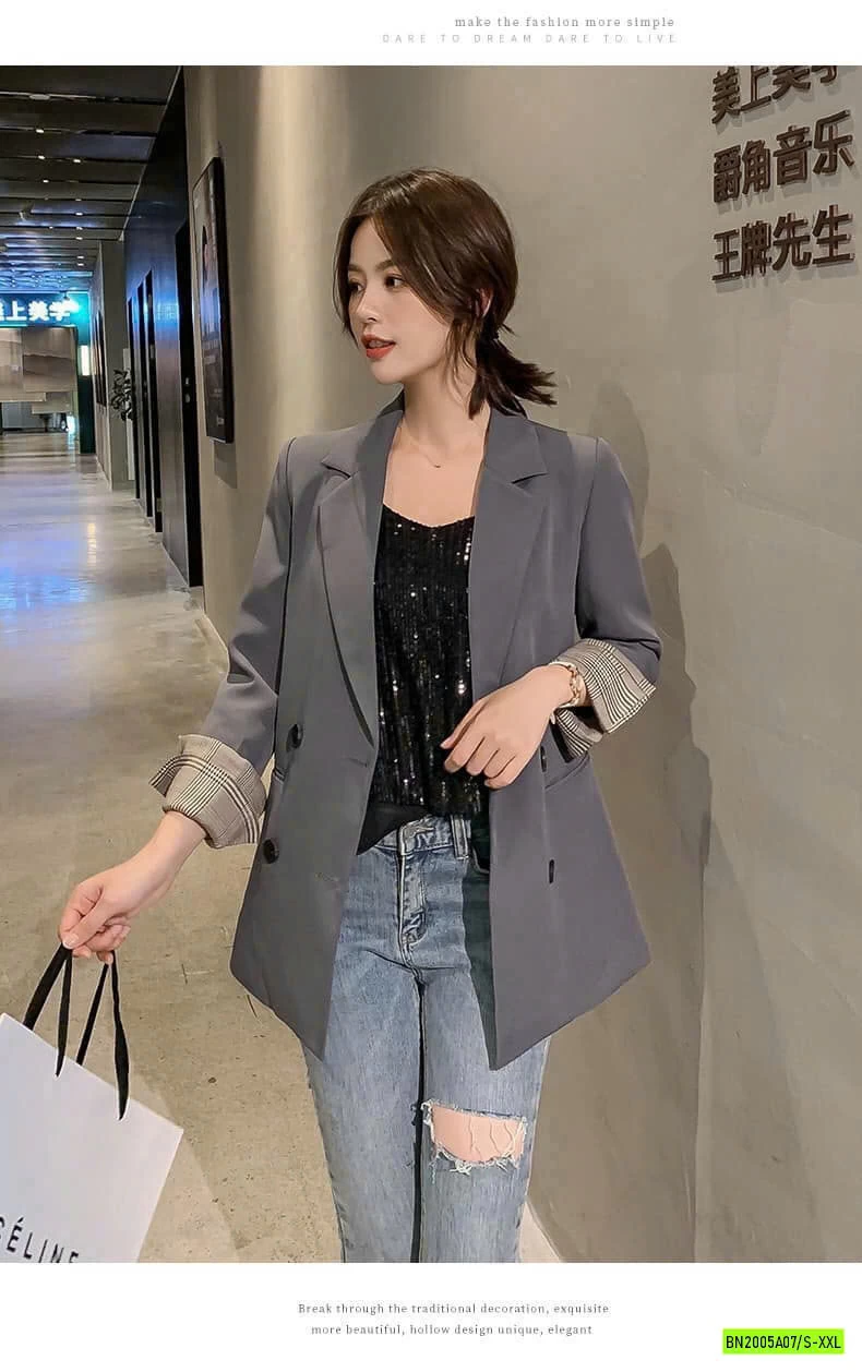ÁO BLAZER TAY KẺ