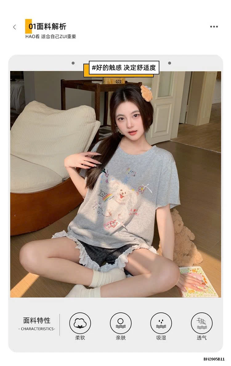 BỘ MẶC NHÀ QUẦN MIX REN