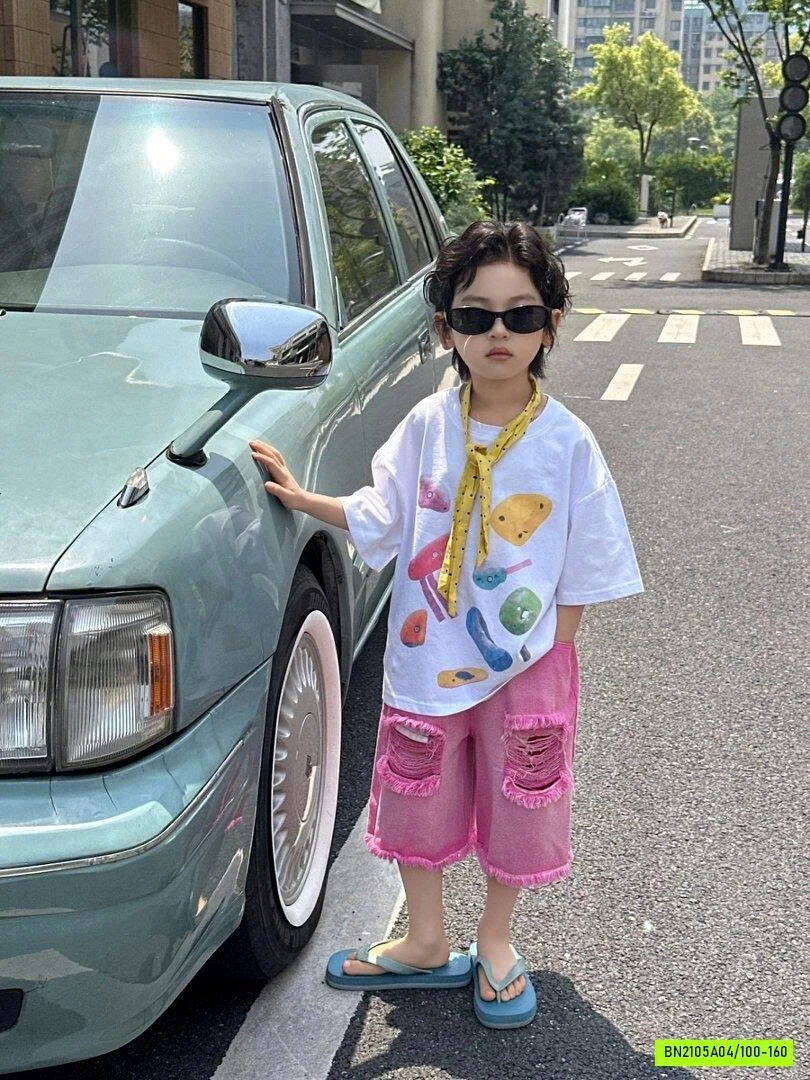SHORT JEANS HỒNG RÁCH GỐI