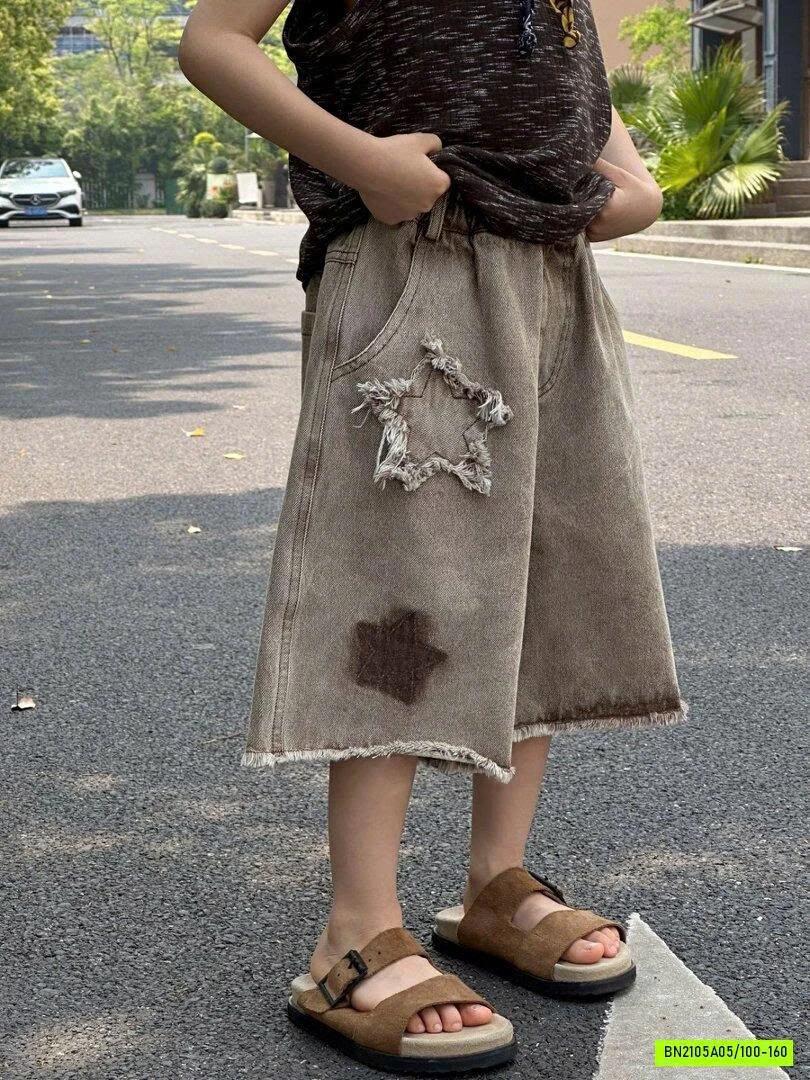 SHORT JEANS NÂU NGÔI SAO TUA GẤU