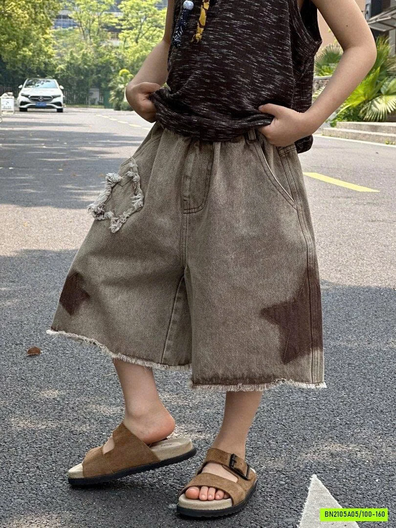 SHORT JEANS NÂU NGÔI SAO TUA GẤU
