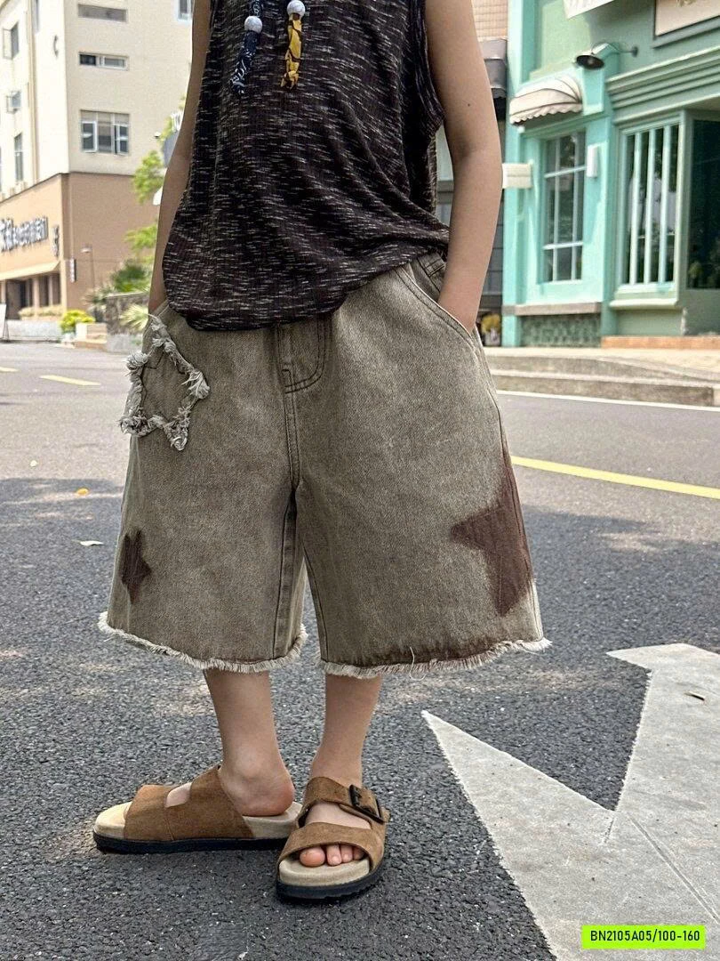 SHORT JEANS NÂU NGÔI SAO TUA GẤU