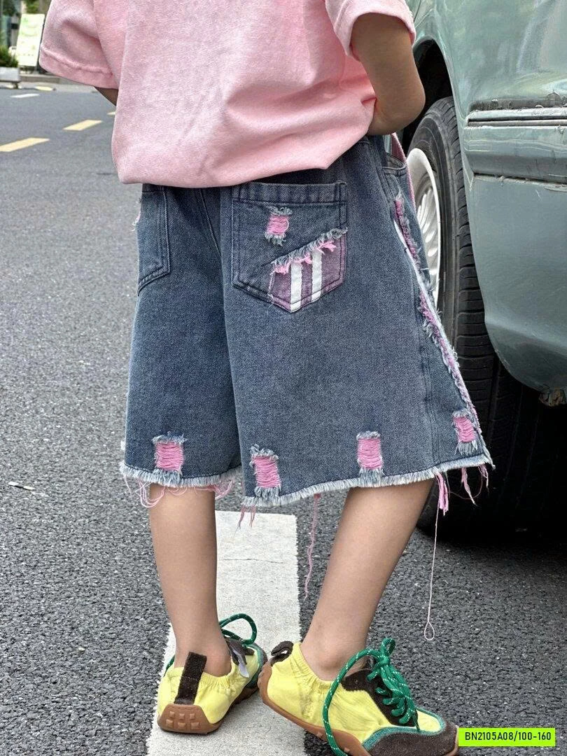 SHORT JEANS RÁCH PHỐI MÀU