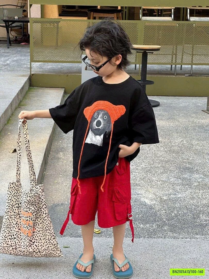 ÁO THUN CÚN ĐỘI MŨ 3D