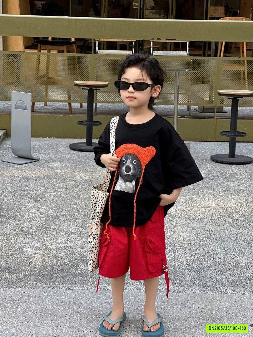 ÁO THUN CÚN ĐỘI MŨ 3D