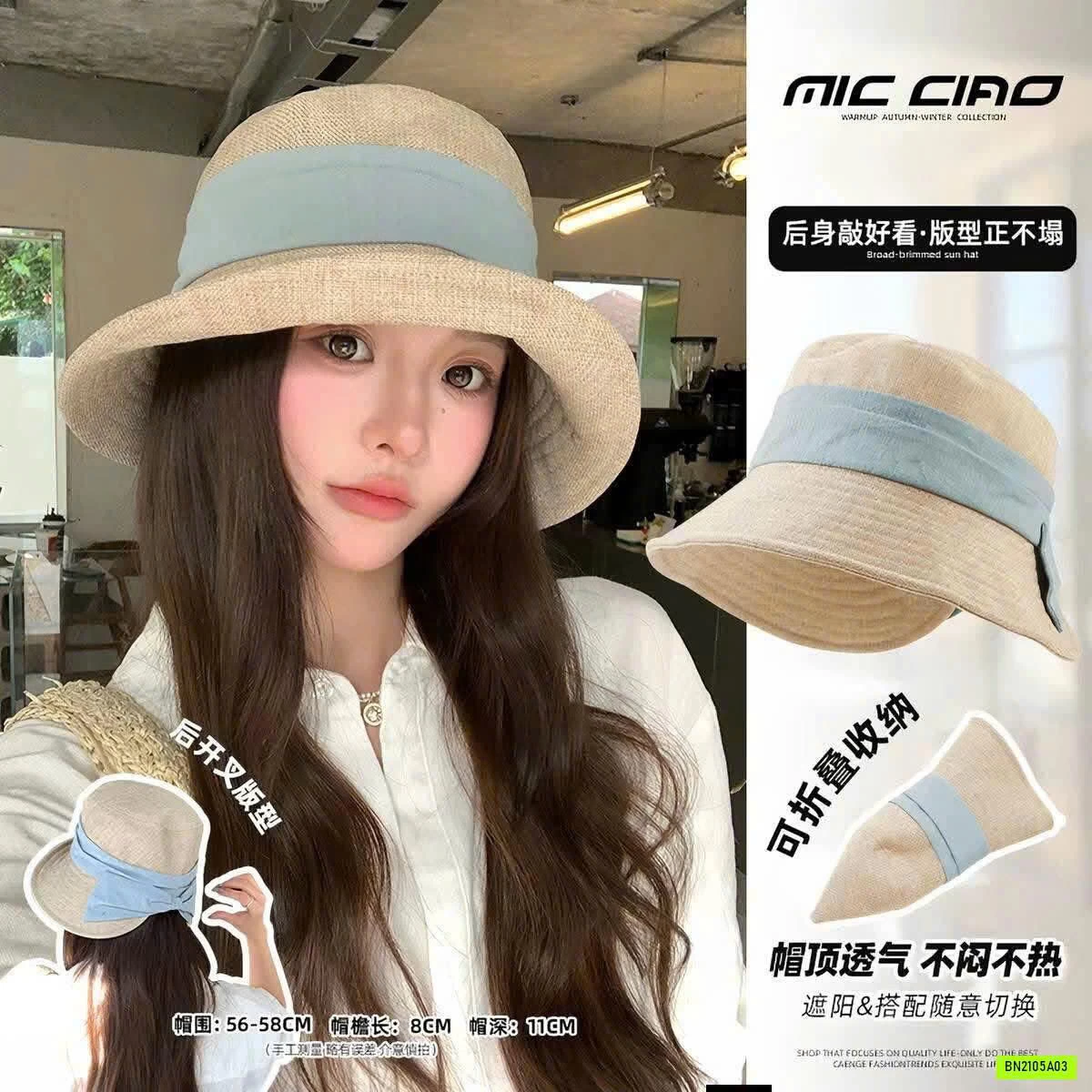 MŨ BÈO CHỐNG NẮNG PHỐI KHĂN VOAN
