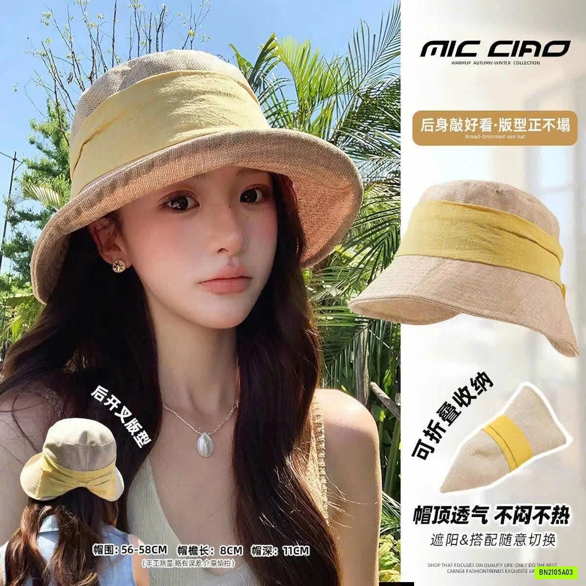 MŨ BÈO CHỐNG NẮNG PHỐI KHĂN VOAN