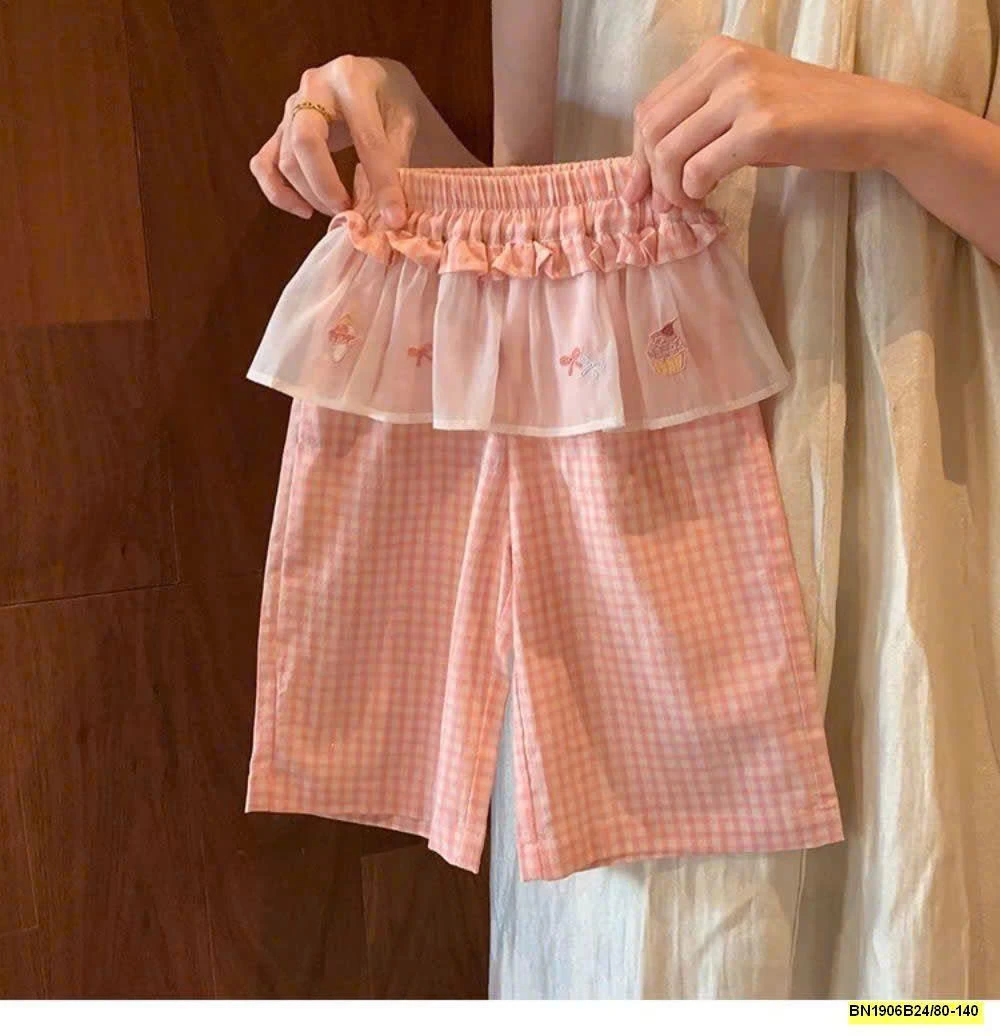 SET ÁO PHÔNG HỌA TIẾT MIX QUẦN KẺ NINGLI