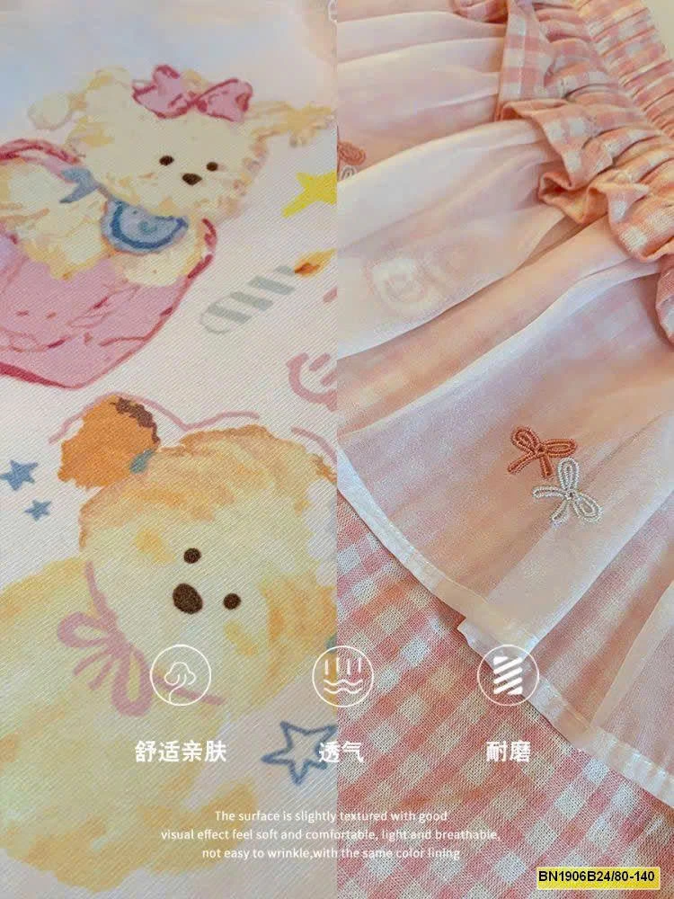 SET ÁO PHÔNG HỌA TIẾT MIX QUẦN KẺ NINGLI