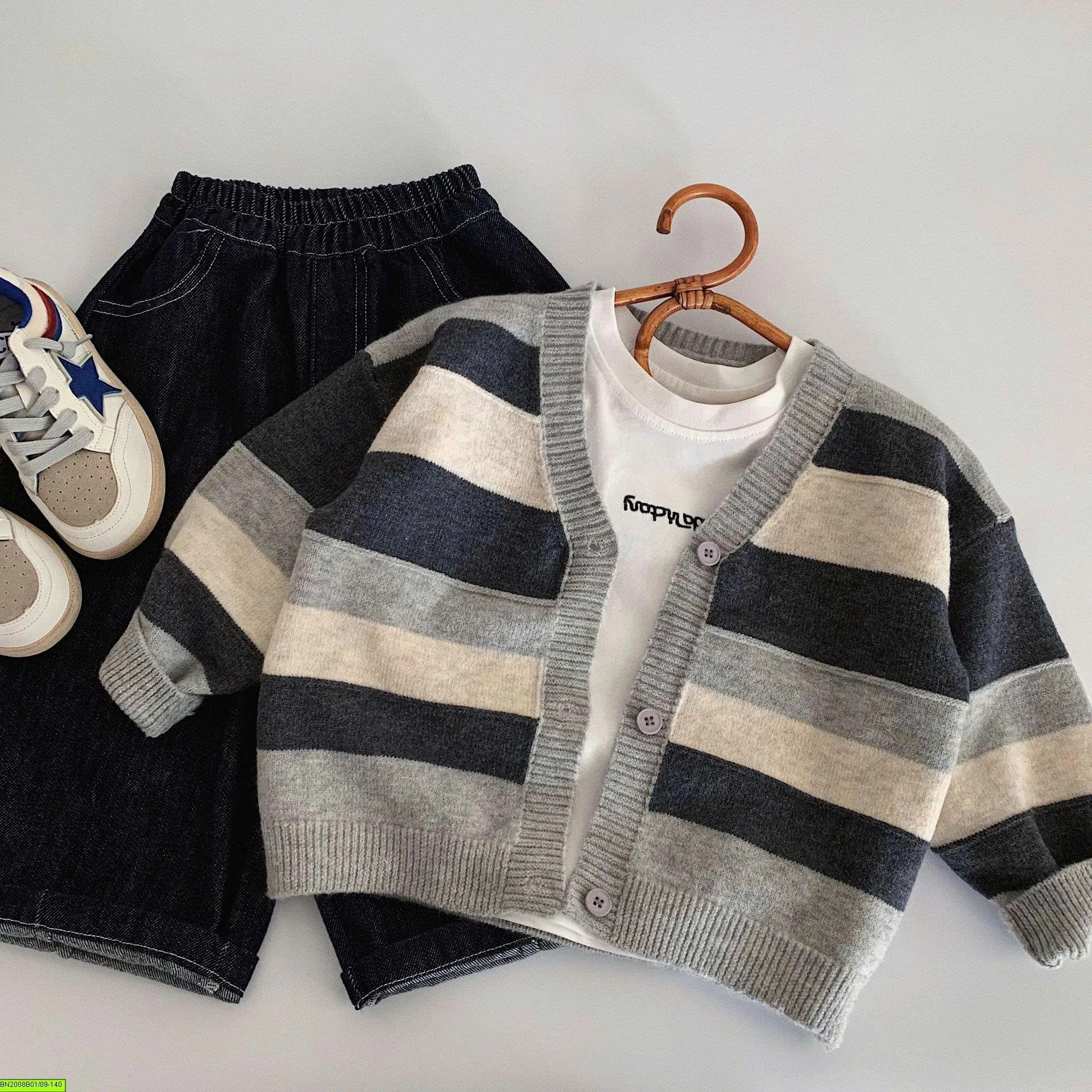 ÁO LEN CARDIGAN KẺ NGANG