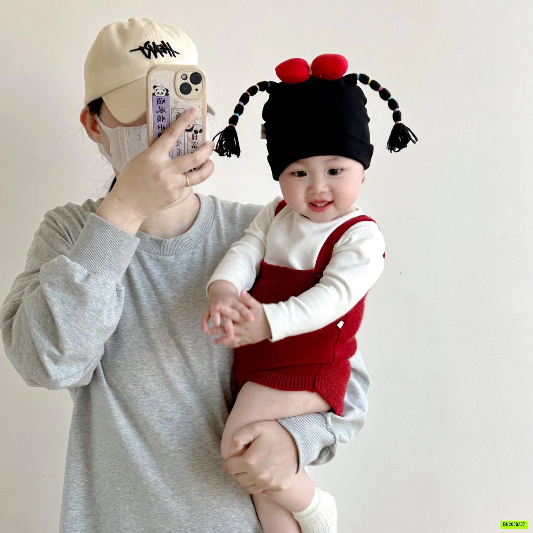 MŨ COTTON GIẢ TÓC TẾT ĐUÔI SAM