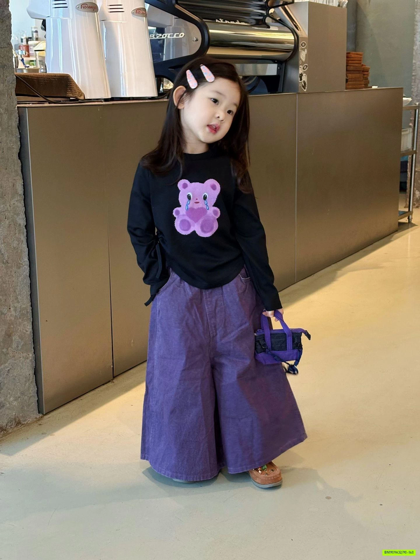 ÁO GẤU MIX QUẦN TÍM ỐNG RỘNG