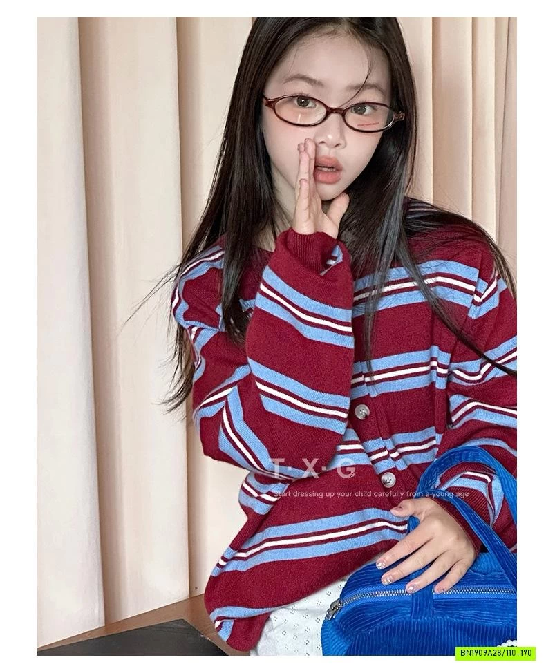 CARDIGAN KẺ PHỐI MÀU XANH ĐỎ