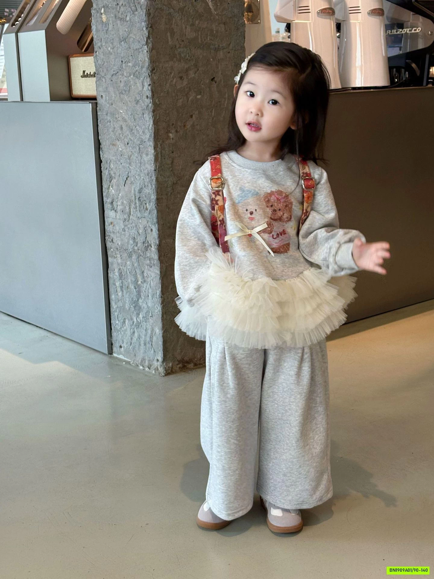 SÉT NỈ SUÔNG XÁM ÁO PHỐI VOAN