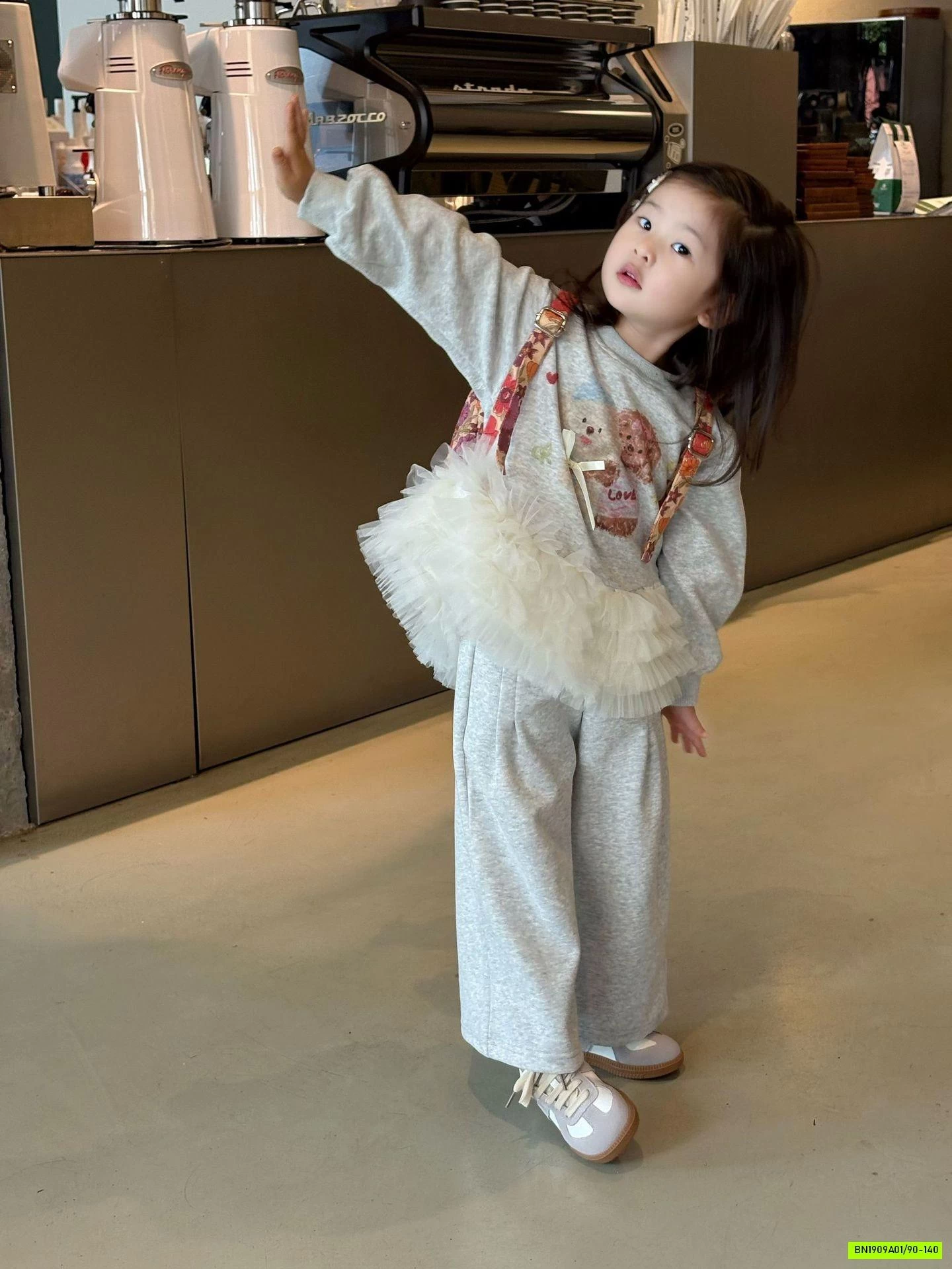 SÉT NỈ SUÔNG XÁM ÁO PHỐI VOAN