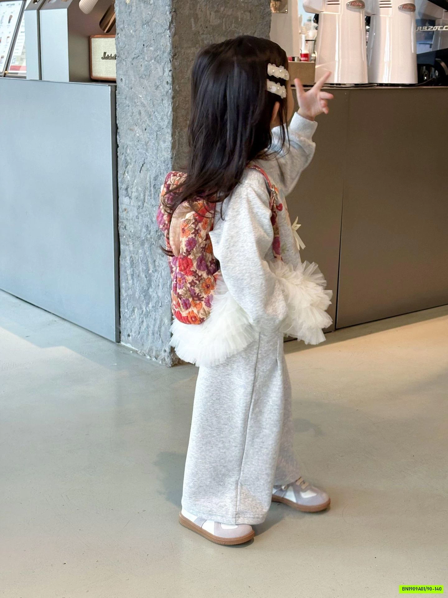 SÉT NỈ SUÔNG XÁM ÁO PHỐI VOAN