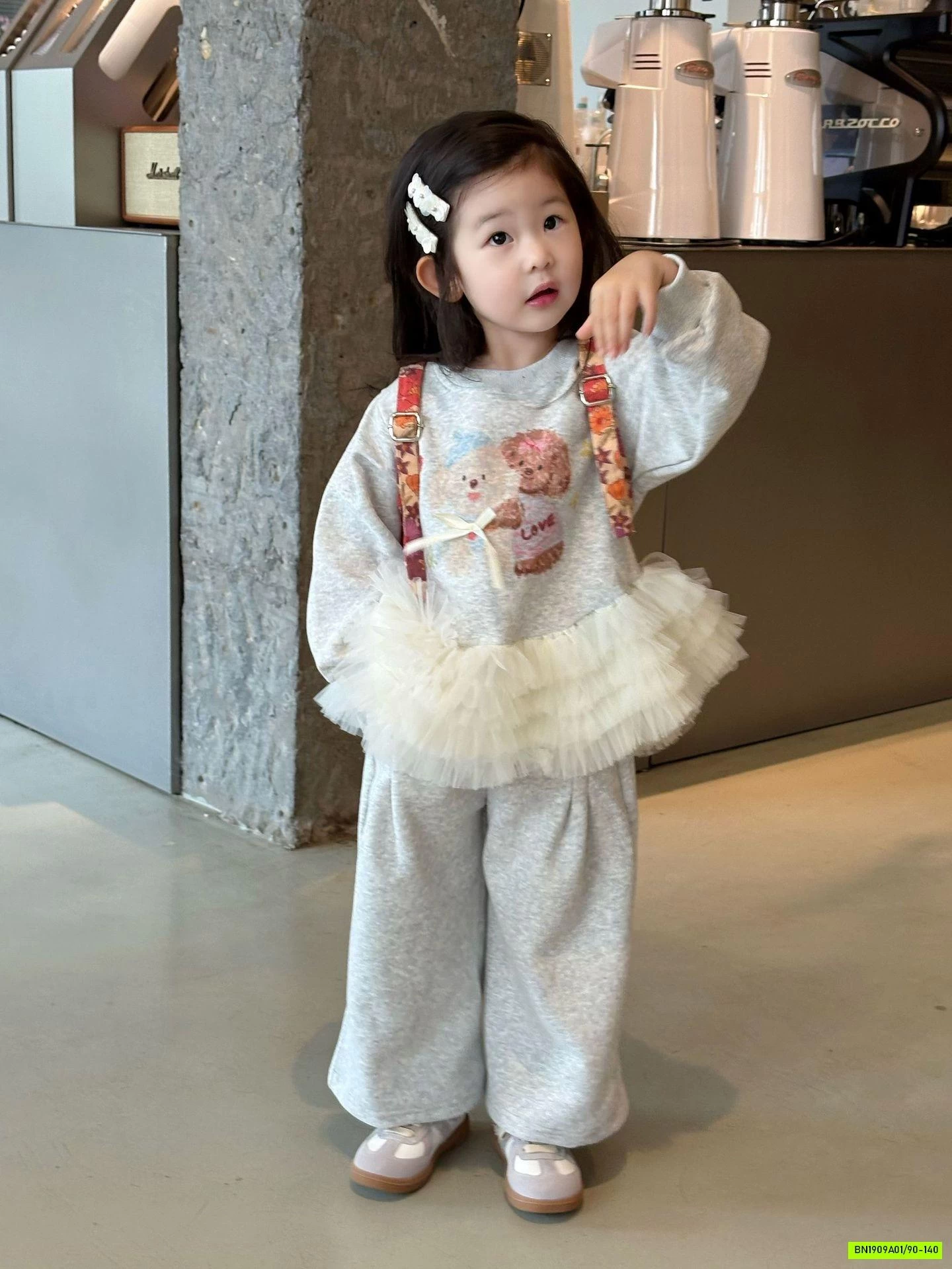 SÉT NỈ SUÔNG XÁM ÁO PHỐI VOAN