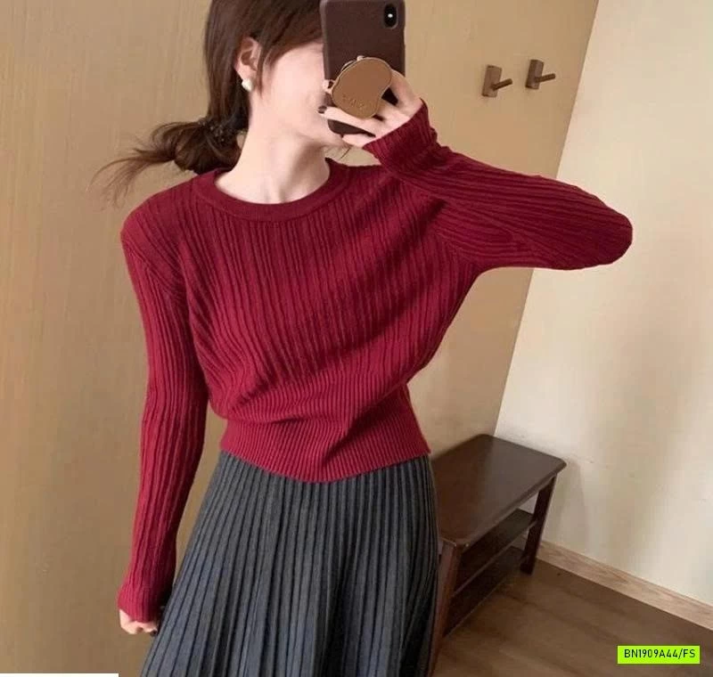 ÁO LEN DỆT KIM CỔ TRÒN ÔM EO