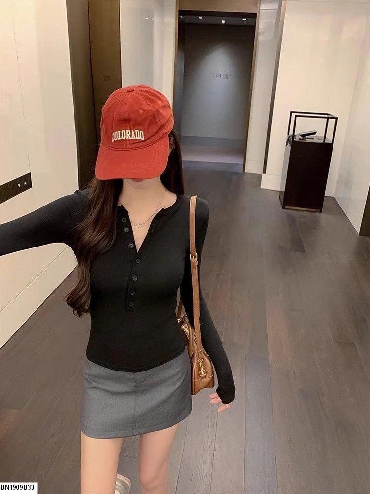 ÁO THUN DÀI TAY NHIỀU CÚC CỔ