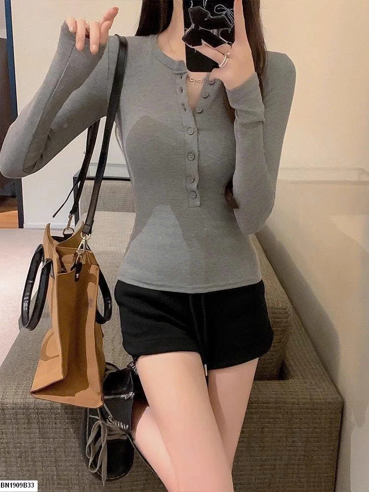 ÁO THUN DÀI TAY NHIỀU CÚC CỔ