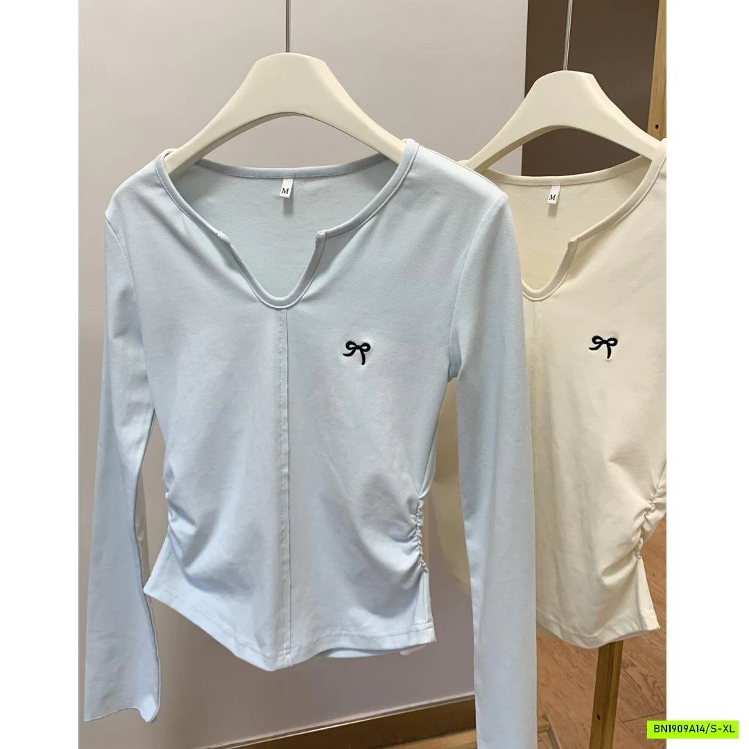 ÁO THUN RÚT EO THÊU NƠ