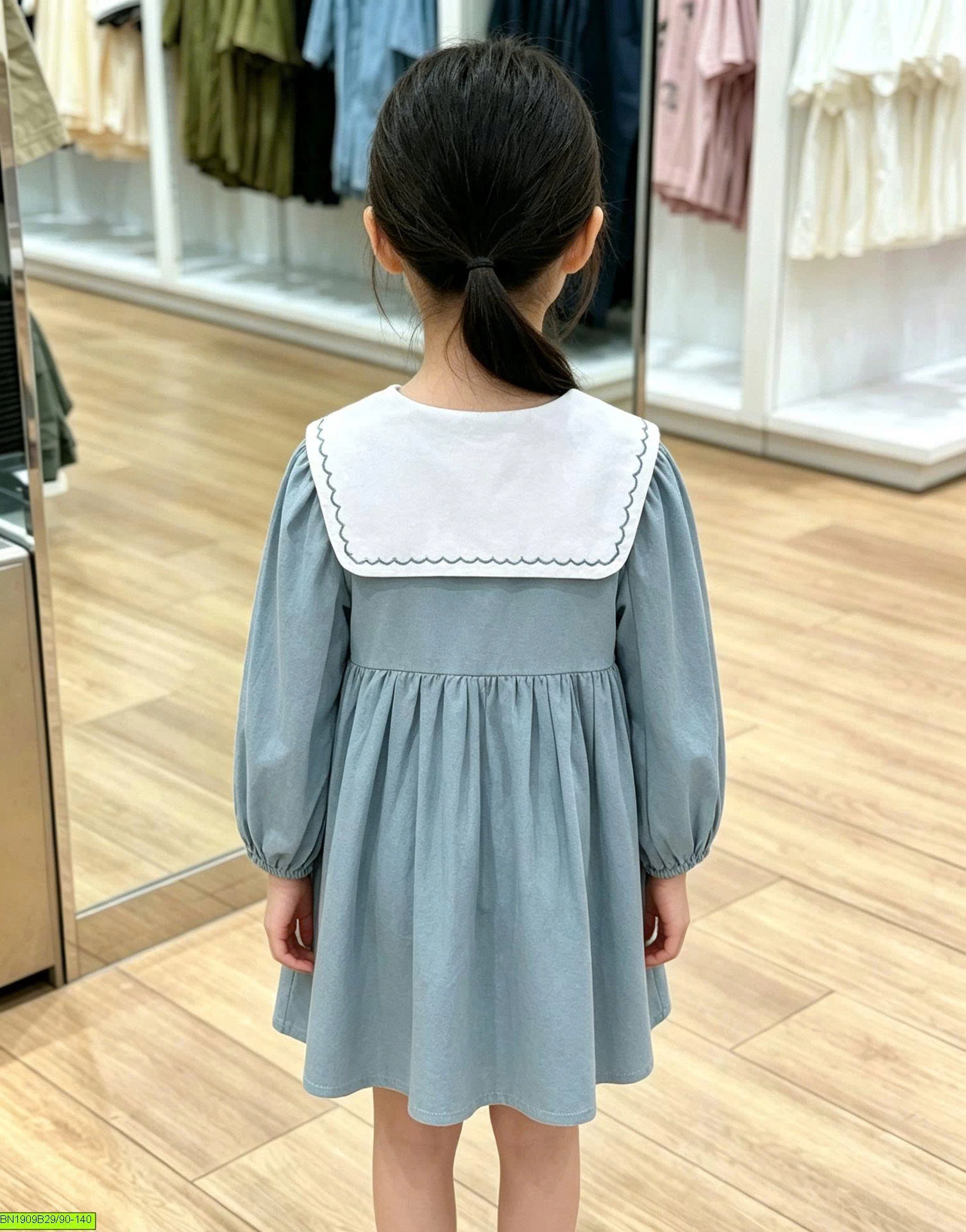 ĐẦM XANH CỔ THÊU PREMIUM ICON