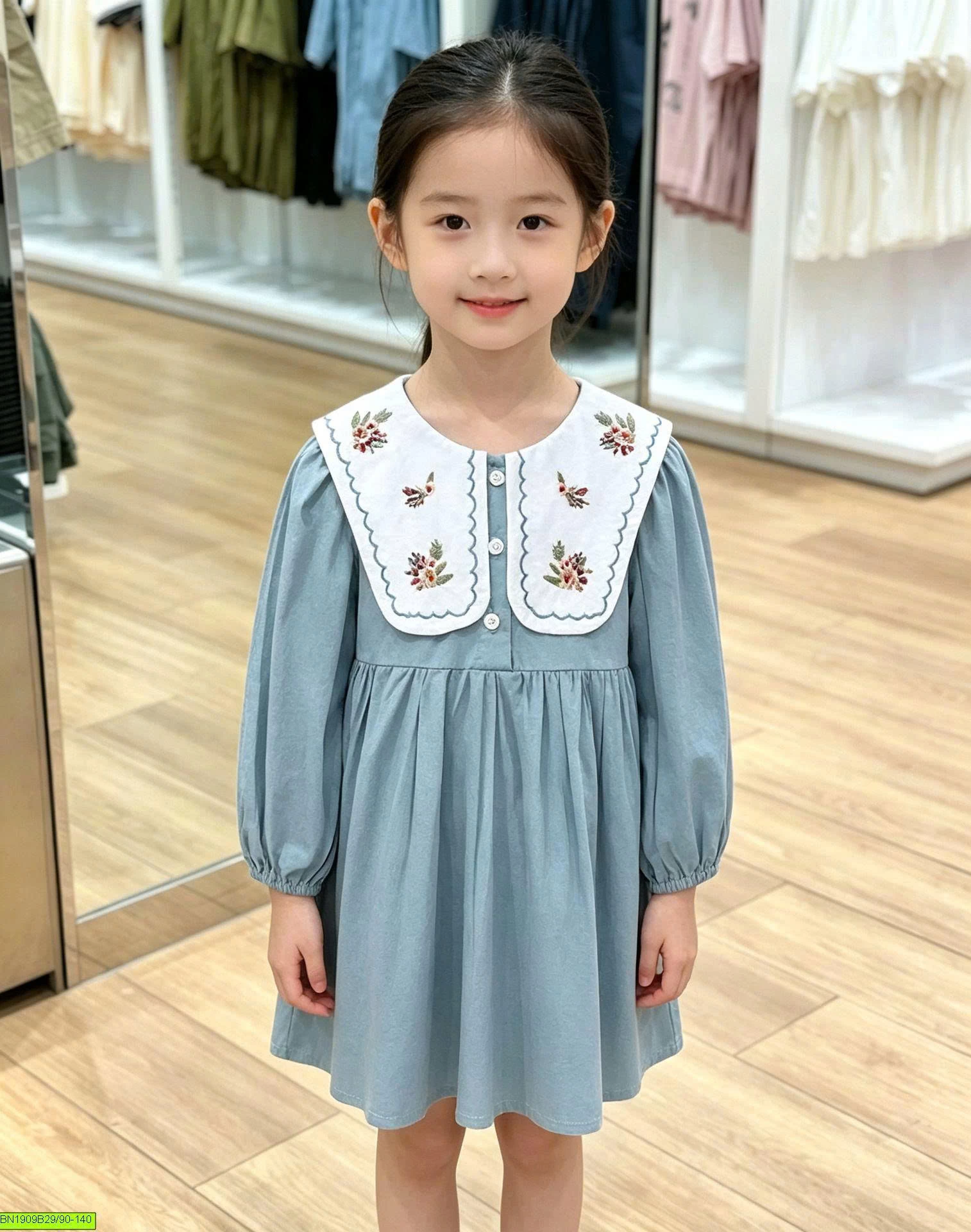ĐẦM XANH CỔ THÊU PREMIUM ICON