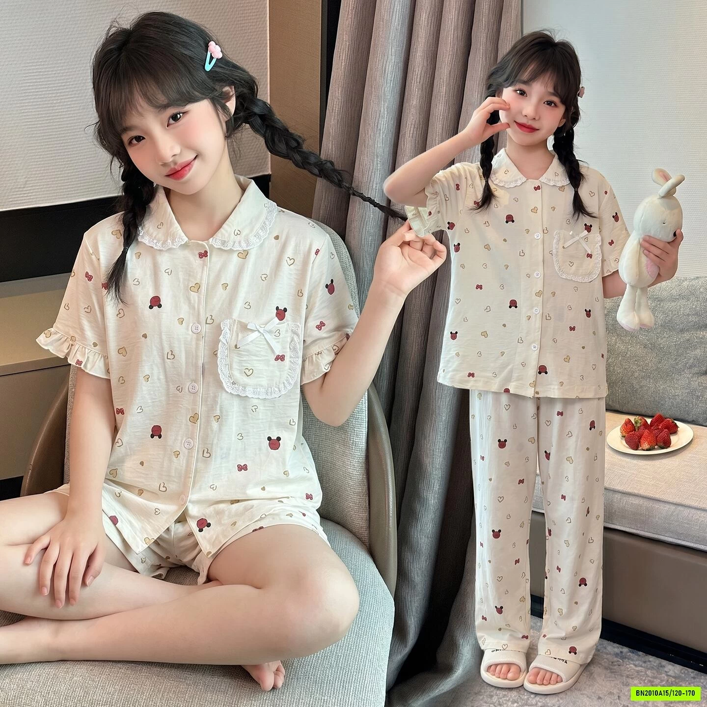 PIZAMA BÉ GÁI 3 CHI TIẾT SZ ĐẠI
